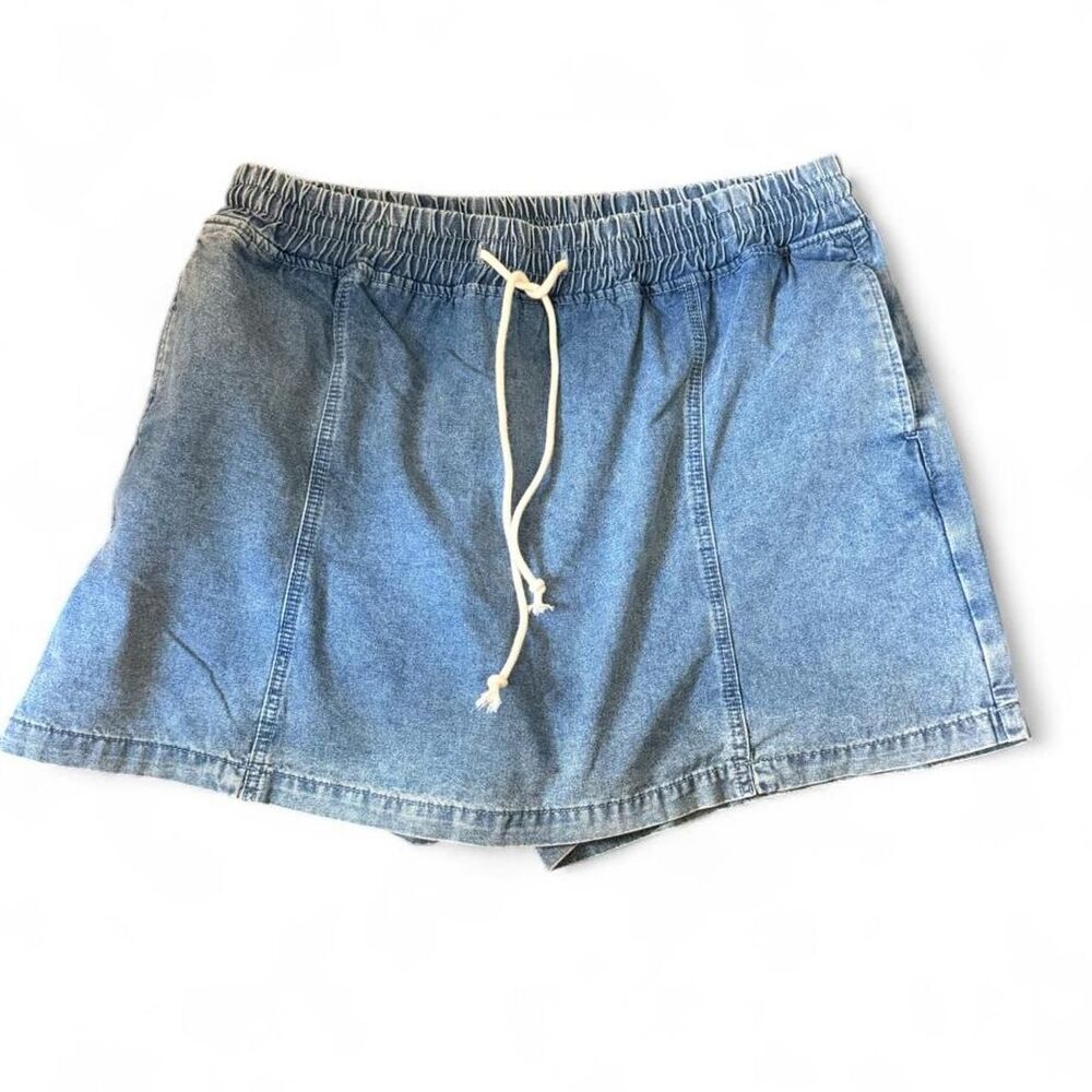 NWT BloomChic Denim Skort Size 16 Blue Elastic Waist Drawstring Plus Size
